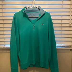 Vineyard Vines Men's Zip Up Sweater in Teal